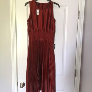 NWT Express brand  red pleated midi dress